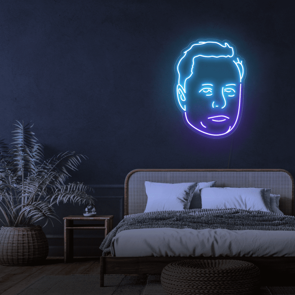 ELON MUSK potrait as an LED Neon Sign made by neonmarvels.com