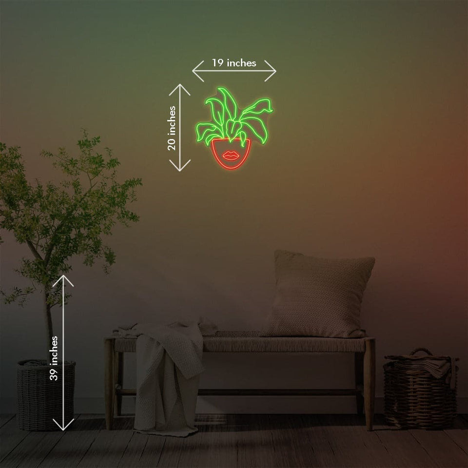 'Plant Face' is an LED Neon Sign by Katie Zamprioli