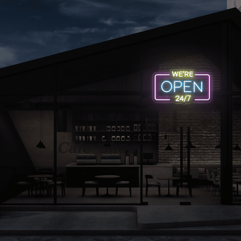 We are open 24 hours LED neon sign by Neonmarvels.com