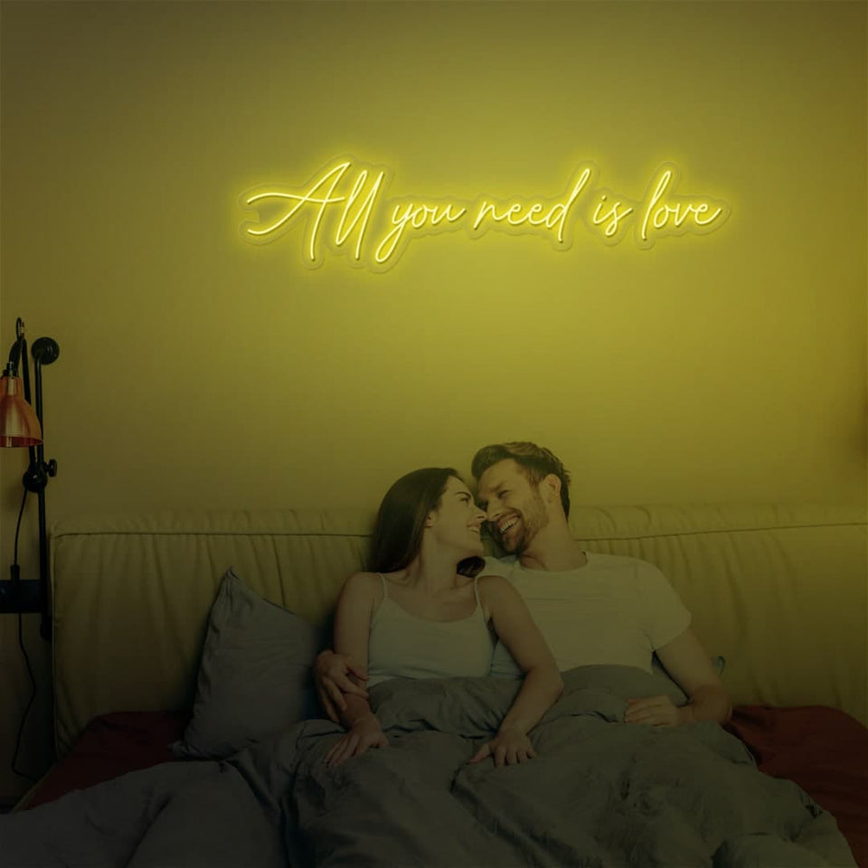ALL YOU NEED IS LOVE GOLDEN YELLOW COLOR NEON SIGN