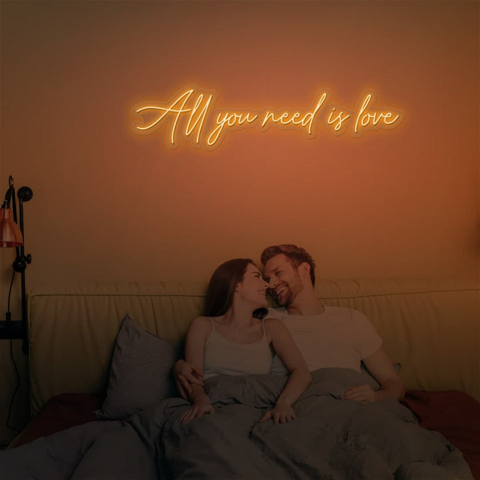ALL YOU NEED IS LOVE ORANGE COLOR NEON SIGN
