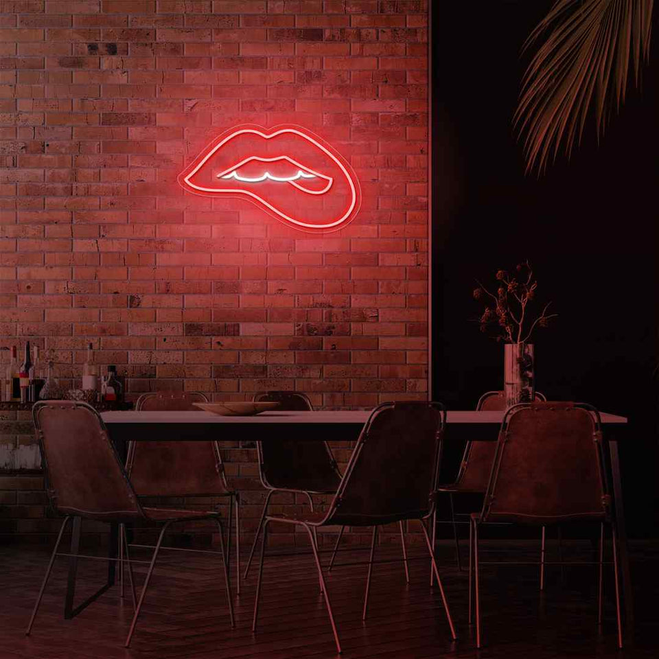 Bite lips neon sign