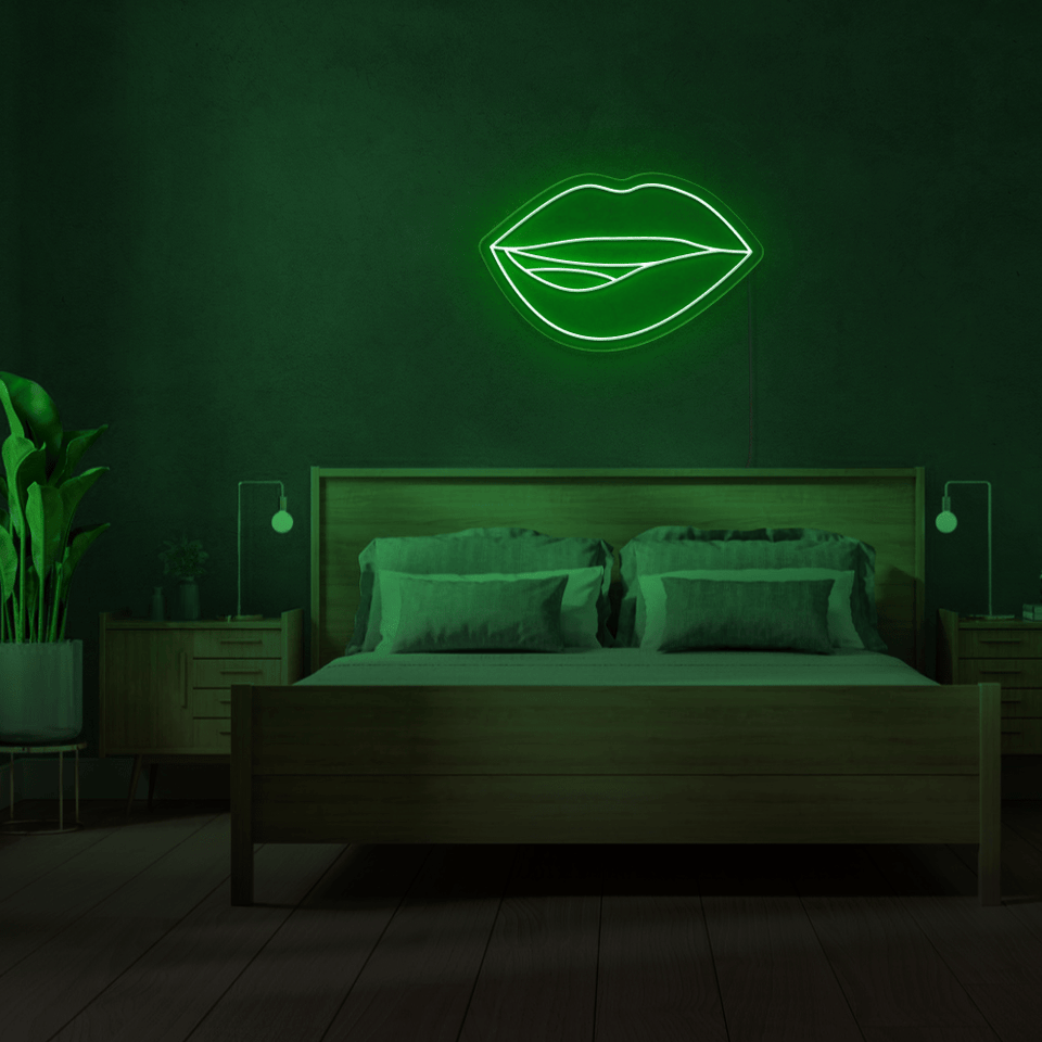 LIPS DEEP GREEN COLOR LED NEON SIGN