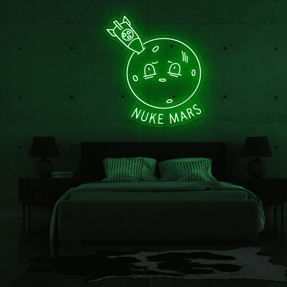 Nuke Mars caption as LED Neon Sign in Deep Green Color - made by neonmarvels.com