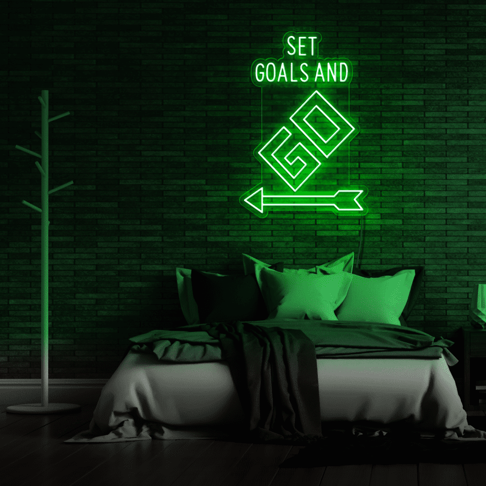 SET GOALS AND GO WHITE COLOR LED NEON SIGN