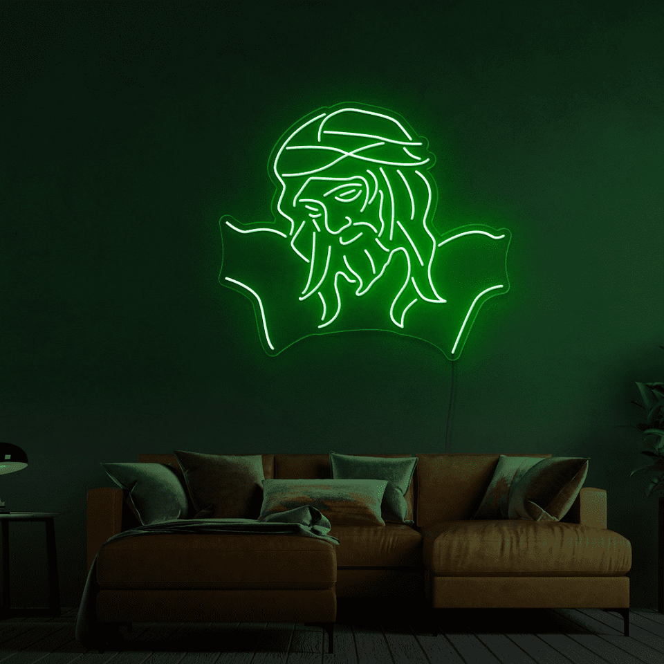 JESUS DEEP GREEN COLOR LED NEON SIGN