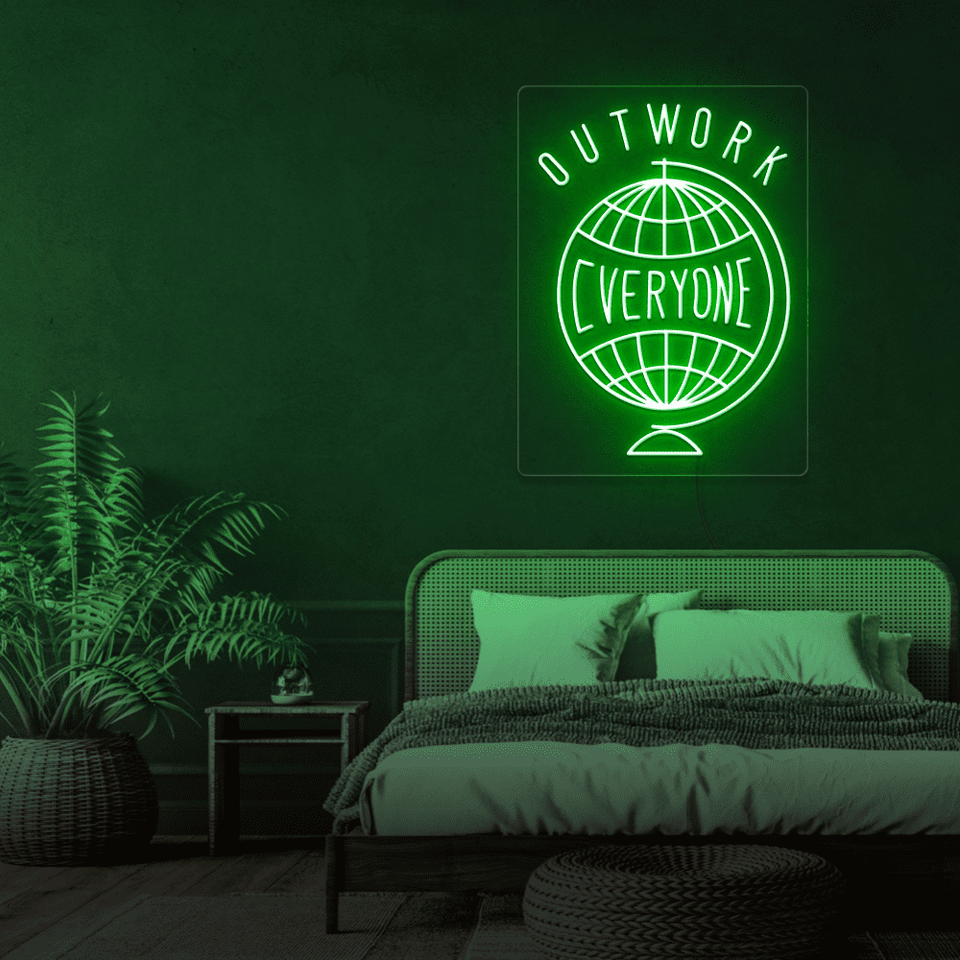 OUTWORK EVERYONE DEEP GREEN COLOR LED NEON SIGN
