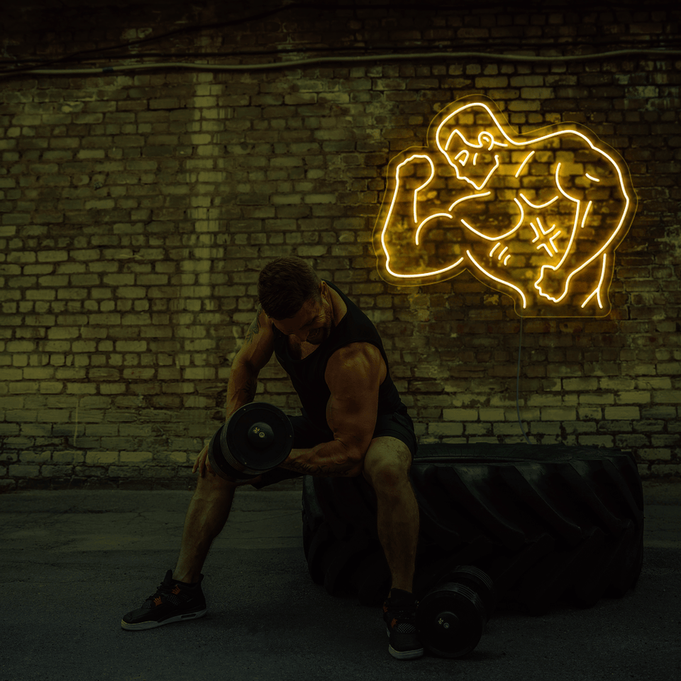 MEN WORKOUT GOLDEN YELLOW COLOR LED NEON SIGN