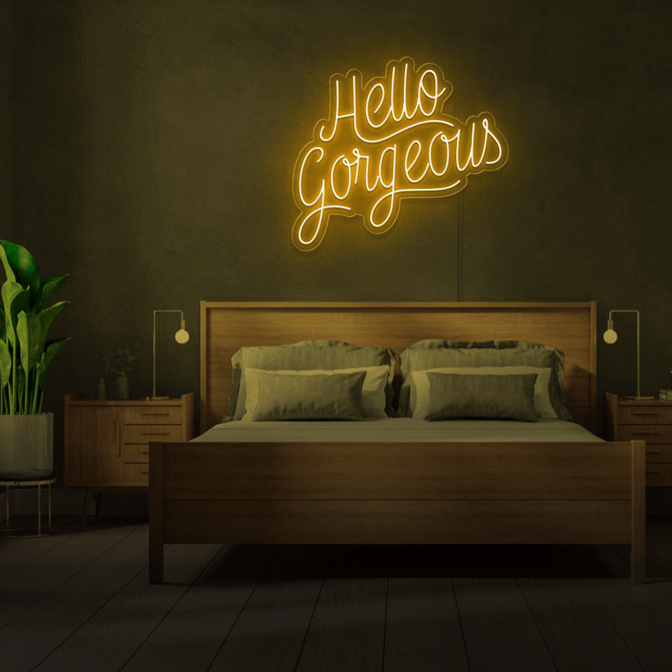 HELLO GORGEOUS GOLDEN YELLOW COLOR LED NEON SIGN