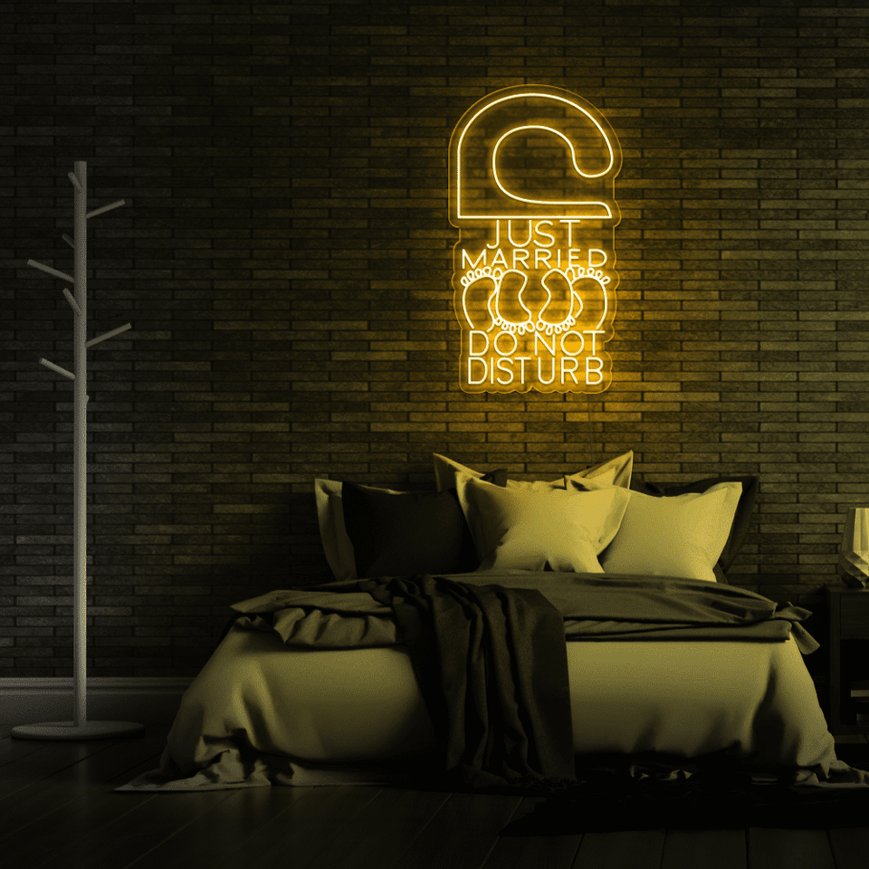 Married Couple LED neon sign in golden yellow color by Neonmarvels.com