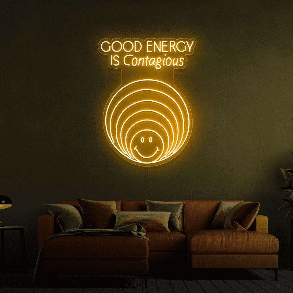 GOOD ENERGY IS CONTAGIOUS WARM WHITE COLOR LED NEON SIGN