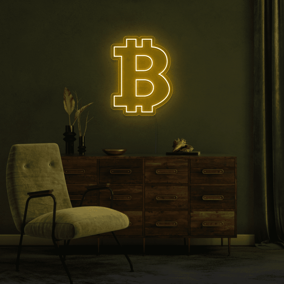 BITCOIN GOLDEN YELLOW COLOR LED NEON SIGN