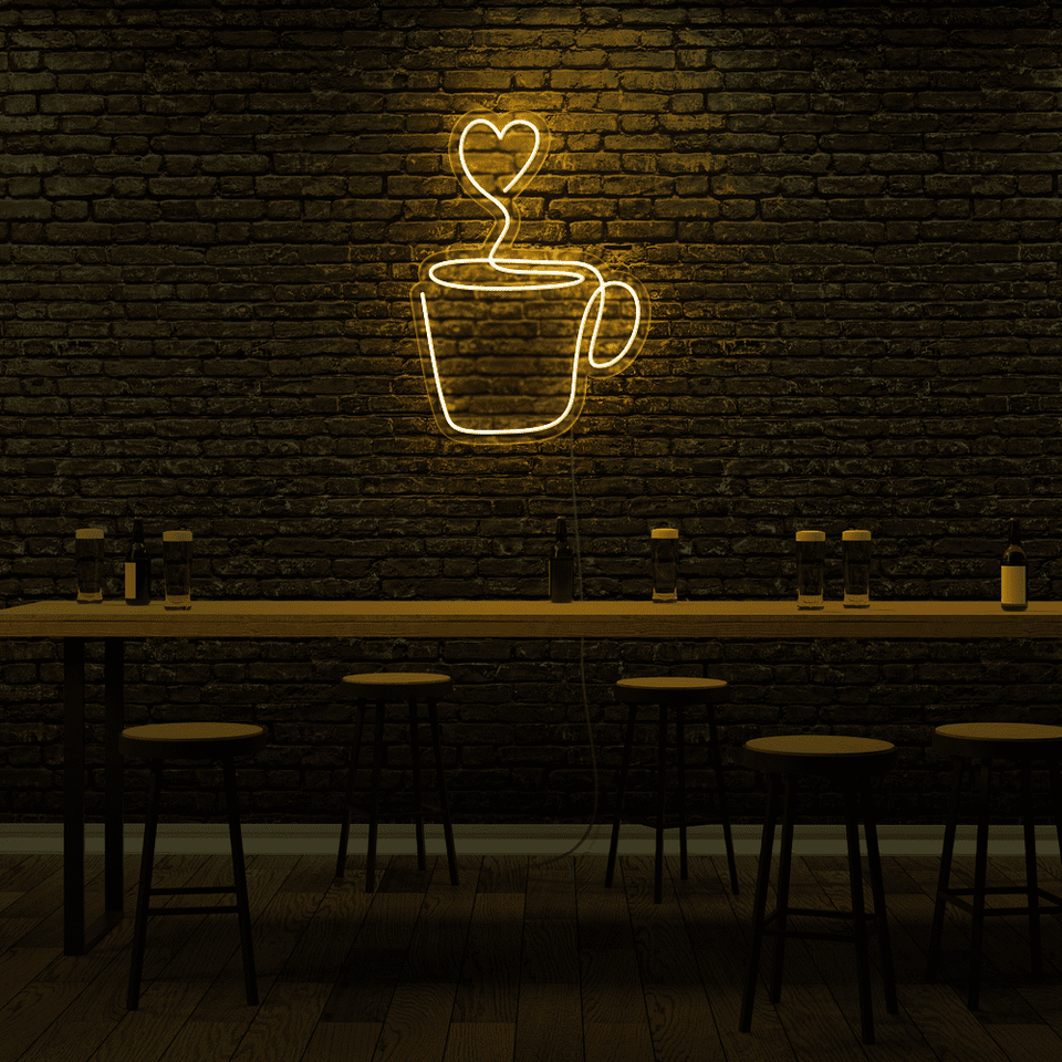 Heart Shaped Cup LED Neon Sign in Deep Green Color - By Neonmarvels