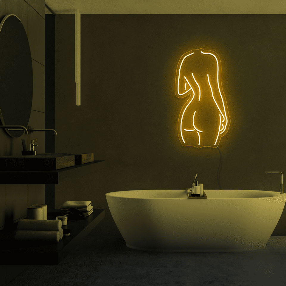 GIRL BACKSIDE GOLDEN YELLOW COLOR LED NEON SIGN