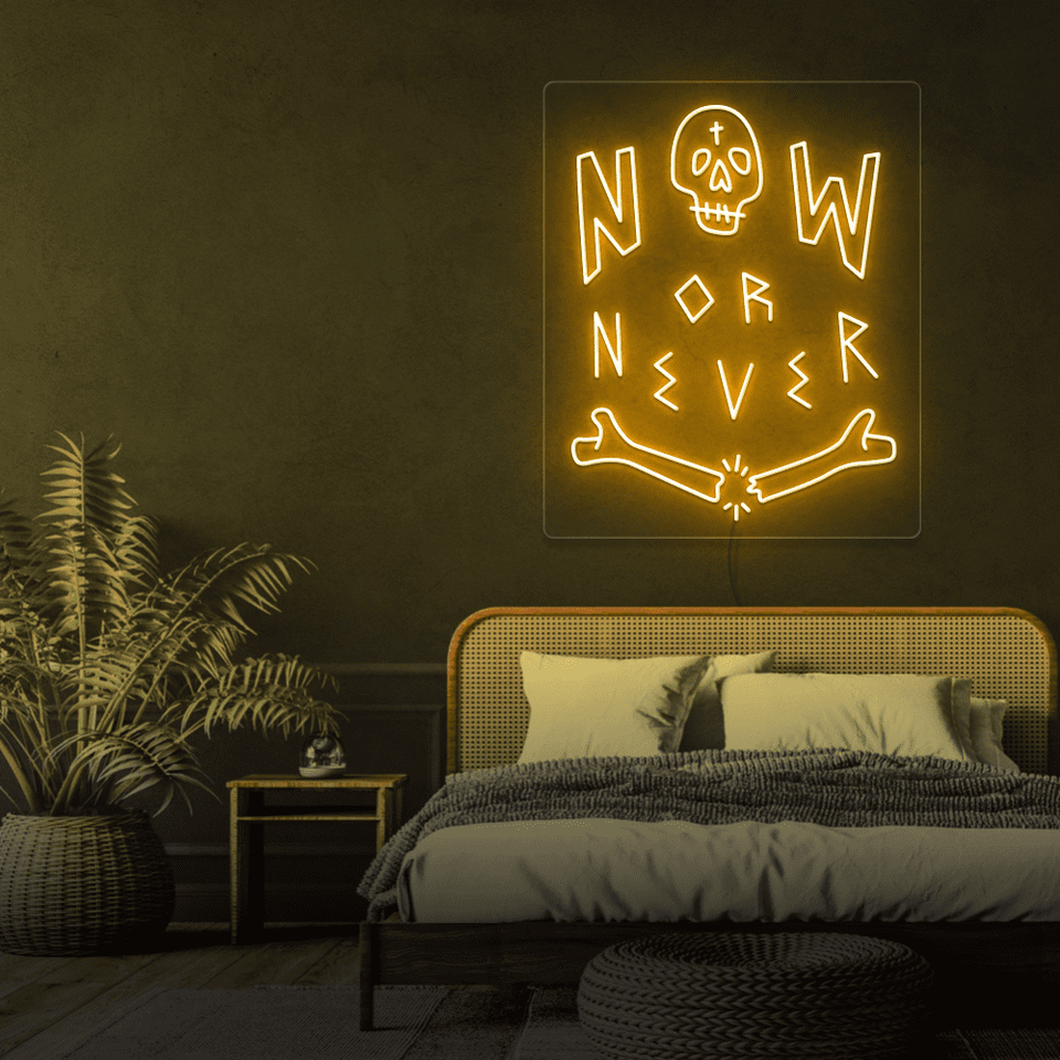 NOW OR NEVER GOLDEN YELLOW COLOR LED NEON SIGN