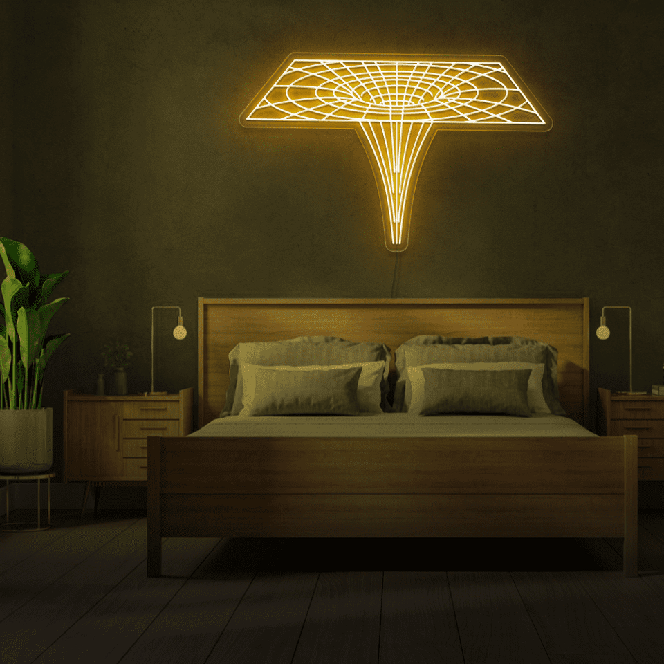 Black Hole as LED neon sign in golden yellow color designed by Neon Marvels