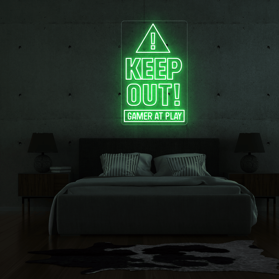 GAMER AT PLAY green color LED sign designed by neonmarvels.com