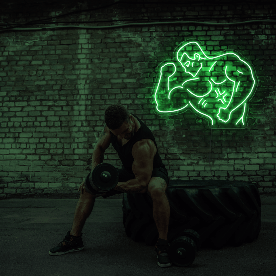 MEN WORKOUT GREEN COLOR LED NEON SIGN