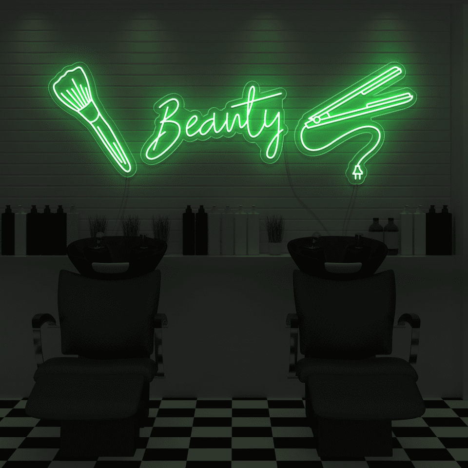 Beauty Salon LED neon sign in green color - by Neonmarvels.com