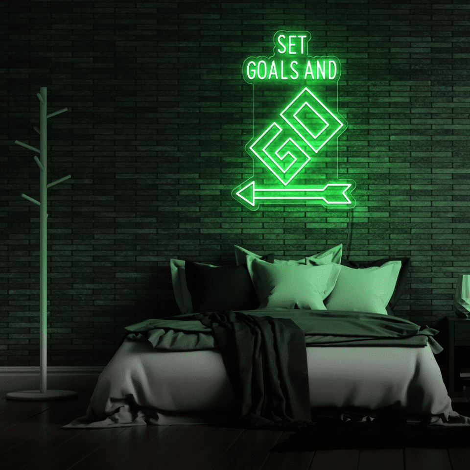 SET GOALS AND GO RED COLOR LED NEON SIGN