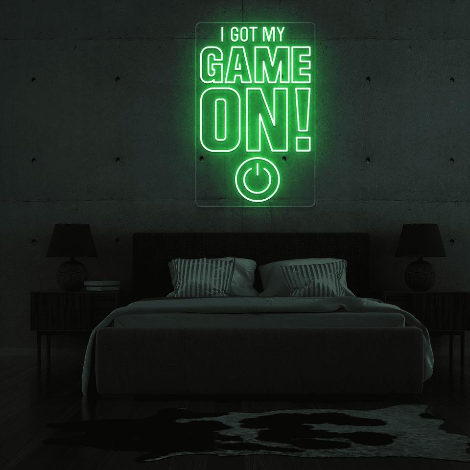 I GOT MY GAME ON green color LED neon sign designed by neonmarvels.com