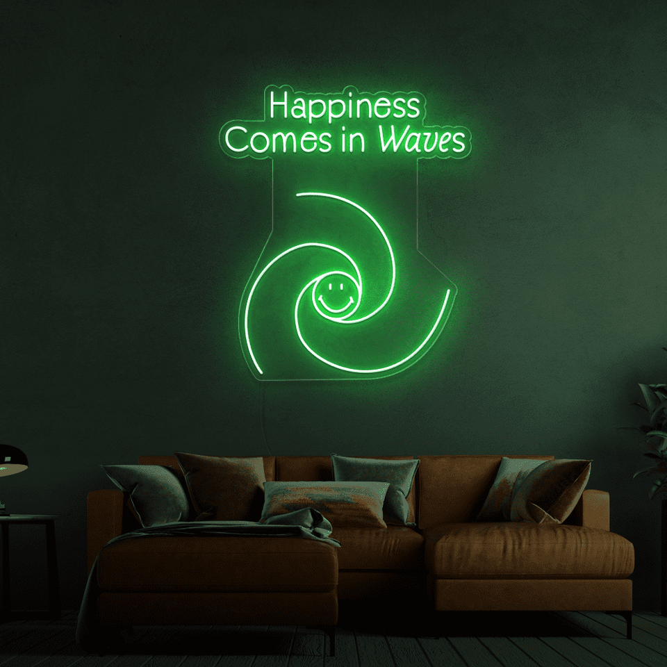 HAPPINESS COMES IN WAVES RED COLOR LED NEON SIGN