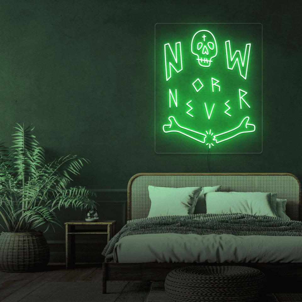 NOW OR NEVER GREEN COLOR LED NEON SIGN