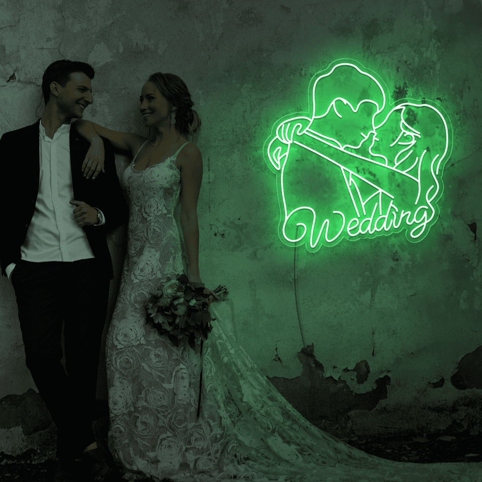 Married Couple LED Neon sign in green color by Neonmarvels.com