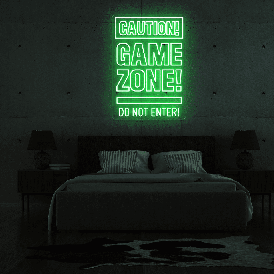 CAUTION GAMEZONE GREEN COLOR LED NEON SIGN