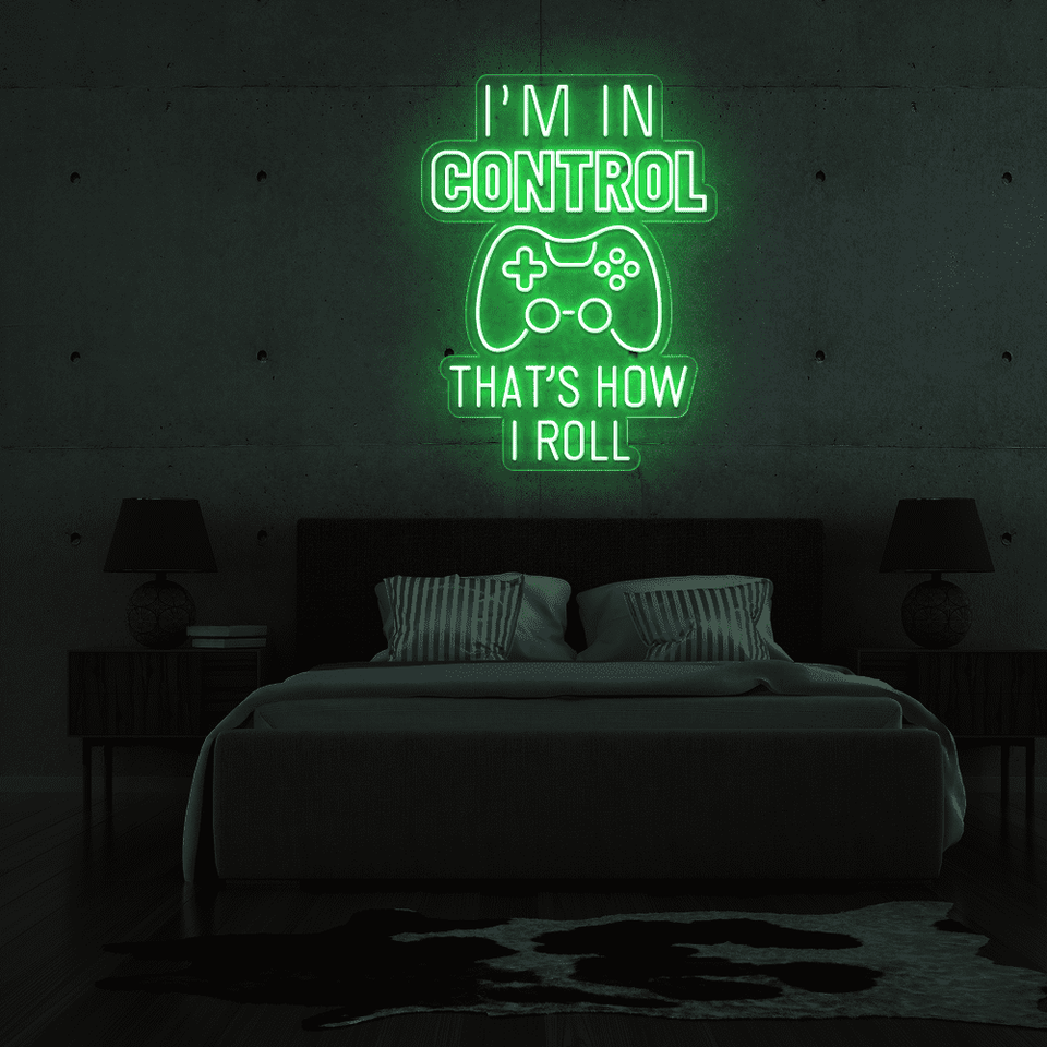 I'M IN CONTROL green color LED neon sign designed by Neonmarvels.com