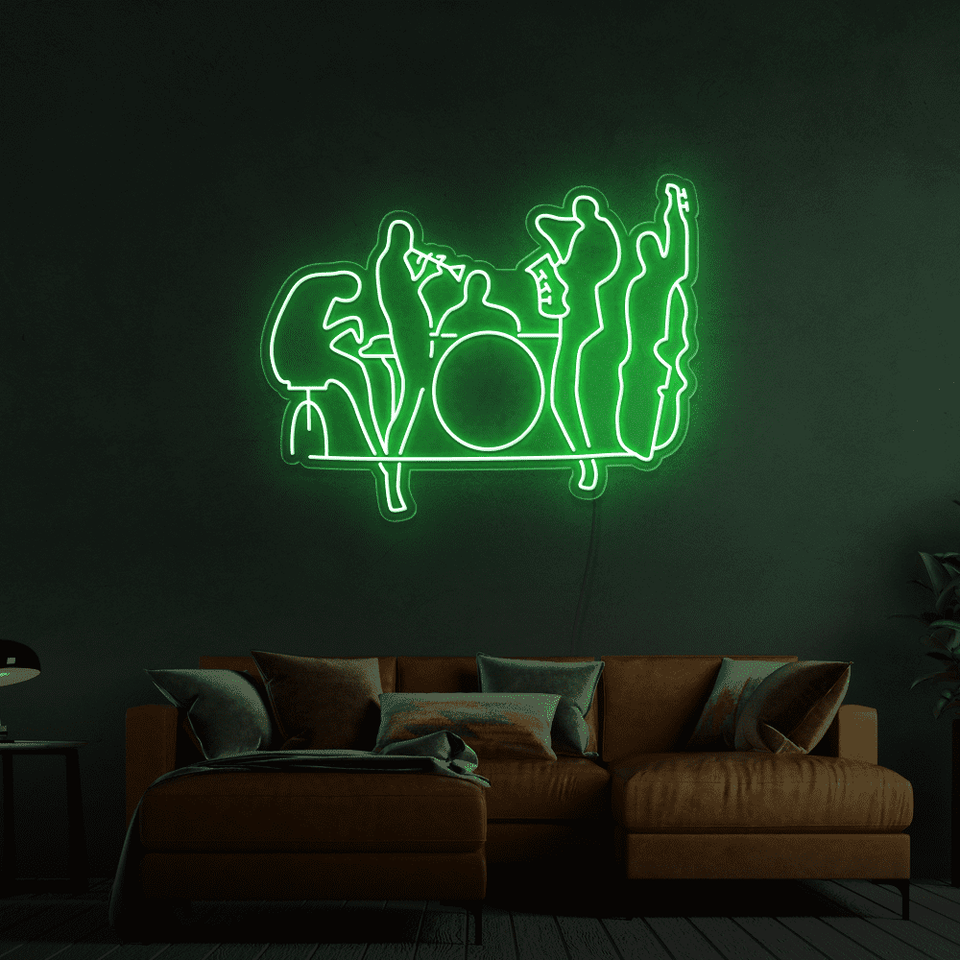 Music Band as an LED Neon sign in green color - Made by Neon Marvels