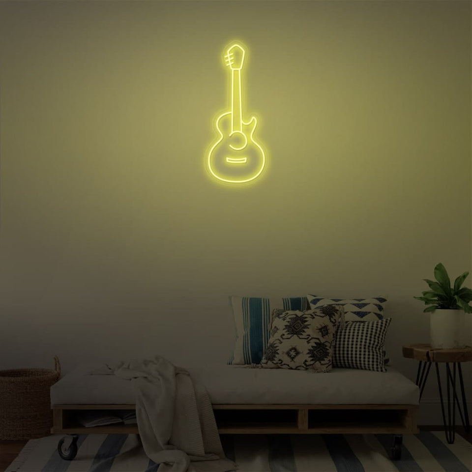 GUITAR LEMON YELLOW COLOR NEON SIGN