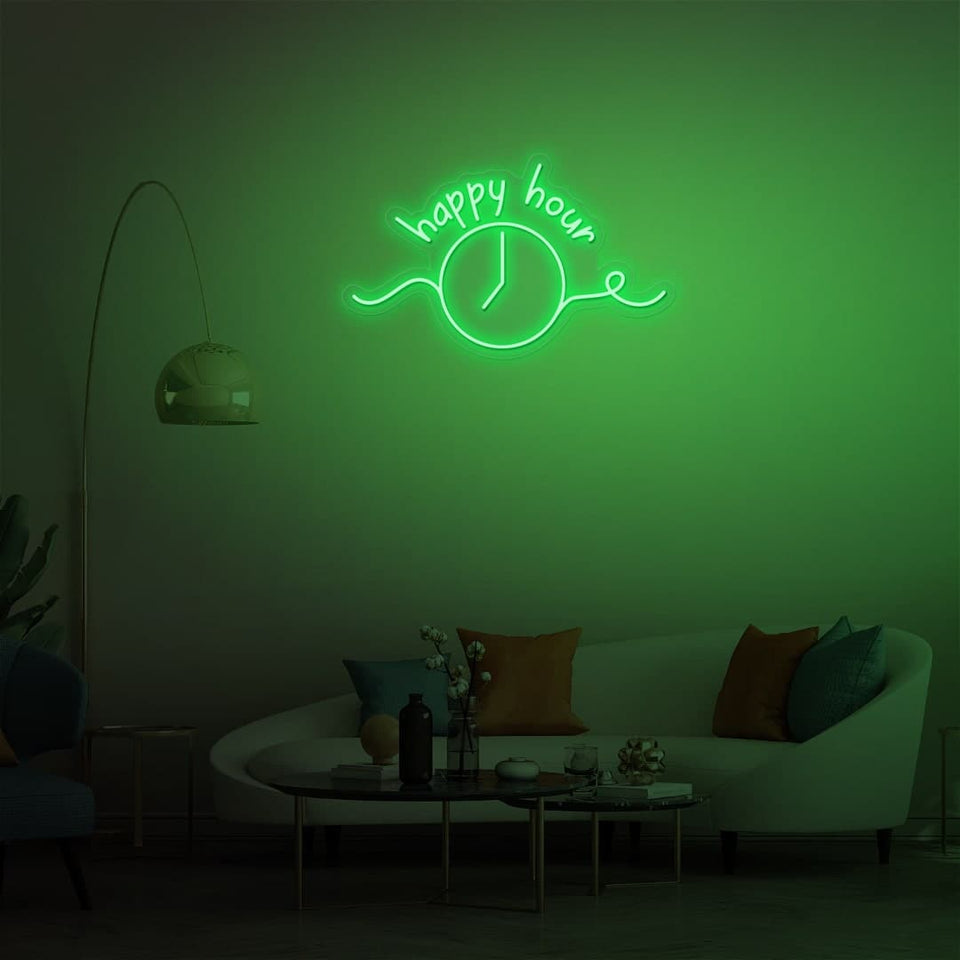 HAPPY HOUR GREEN COLOR NEON SIGN