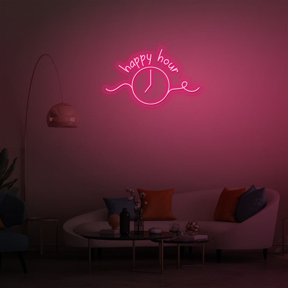 HAPPY HOUR PINK COLOR NEON SIGN