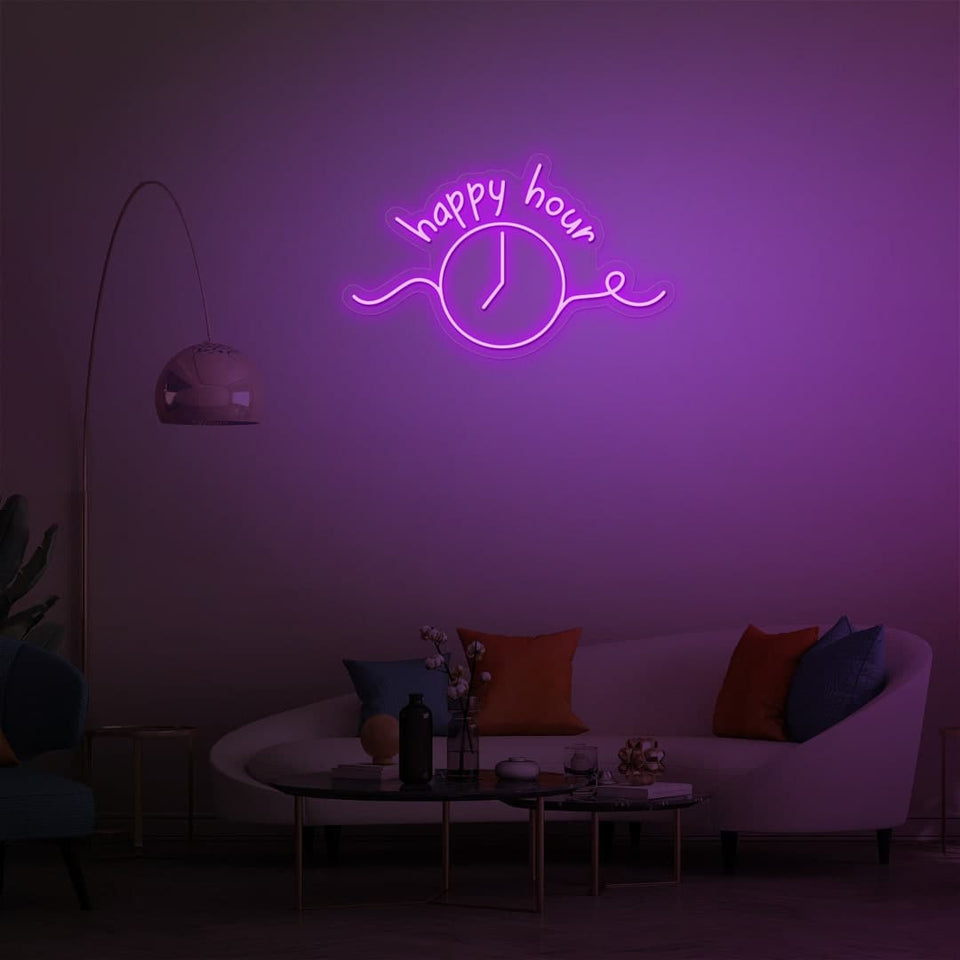 HAPPY HOUR PURPLE COLOR NEON SIGN