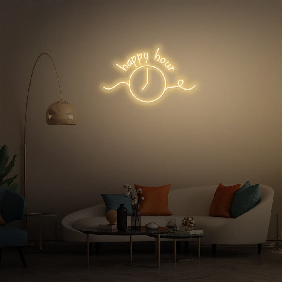HAPPY HOUR WARM WHITE COLOR NEON SIGN