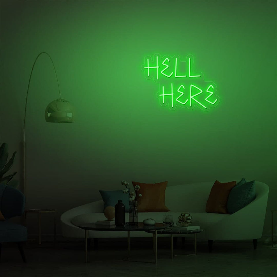 HELL HERE GREEN COLOR NEON SIGN