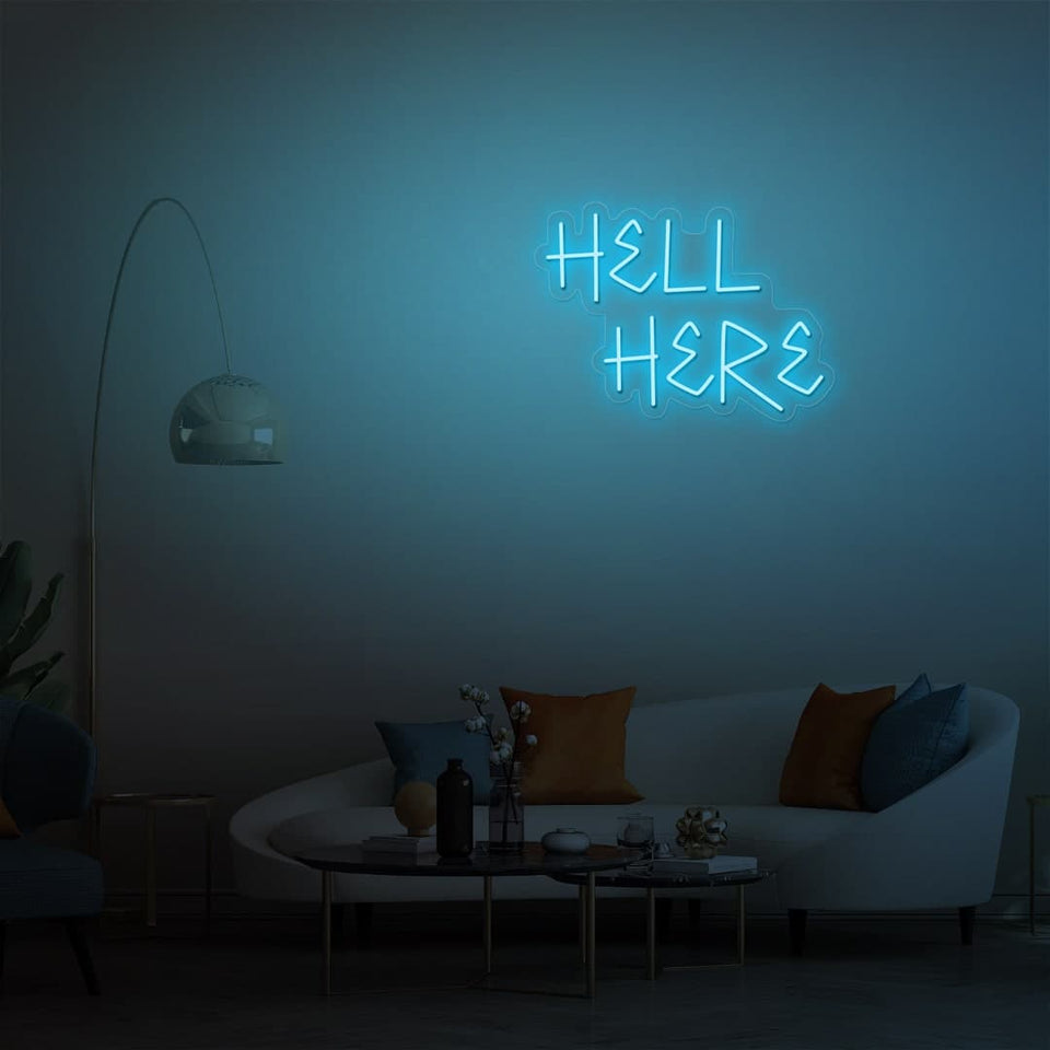HELL HERE ICE BLUE COLOR NEON SIGN