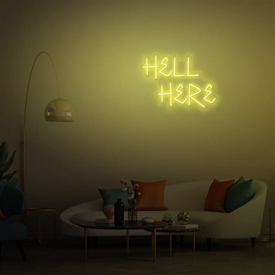 HELL HERE LEMON YELLOW COLOR NEON SIGN