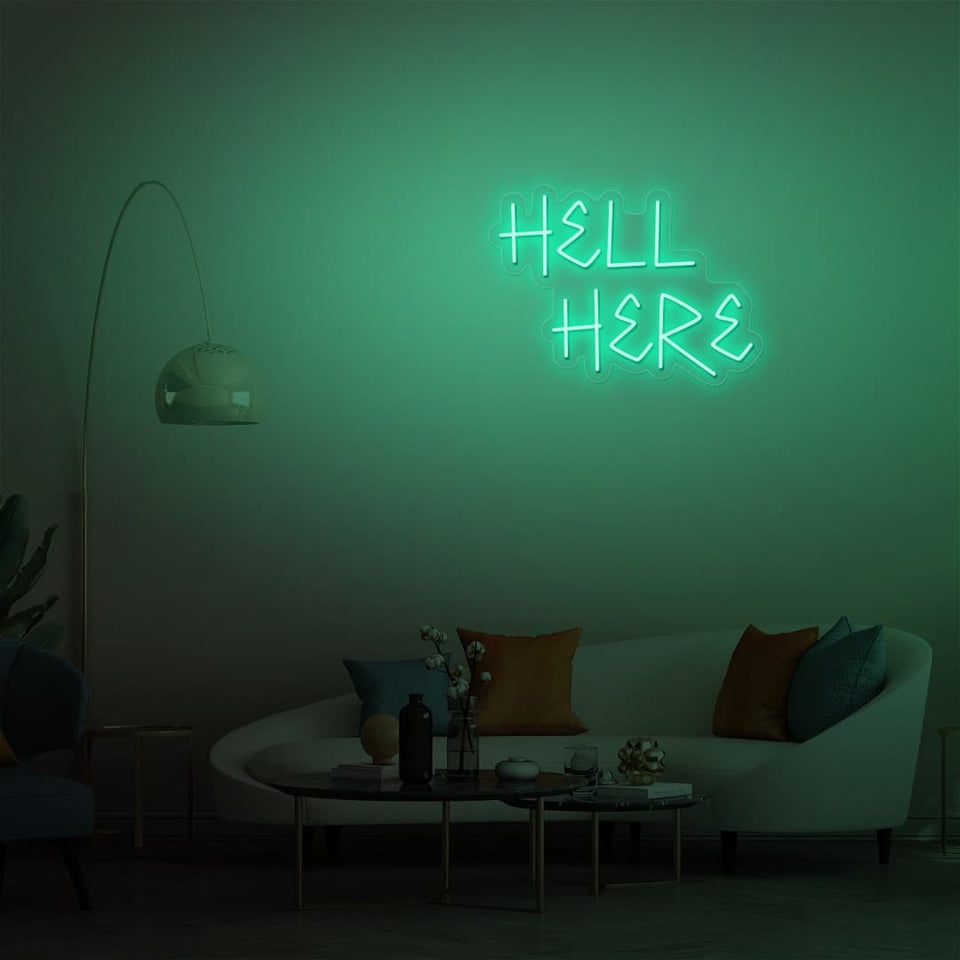 HELL HERE MINT GREEN COLOR NEON SIGN