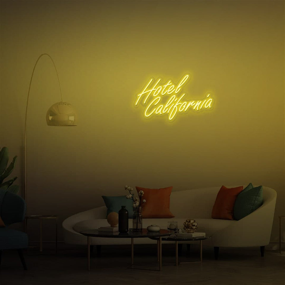 HOTEL CALIFORNIA GOLDEN YELLOW COLOR NEON SIGN
