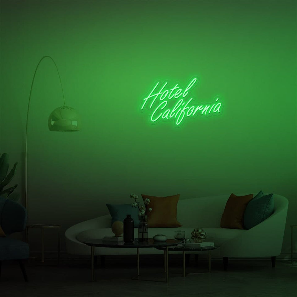 HOTEL CALIFORNIA GREEN COLOR NEON SIGN