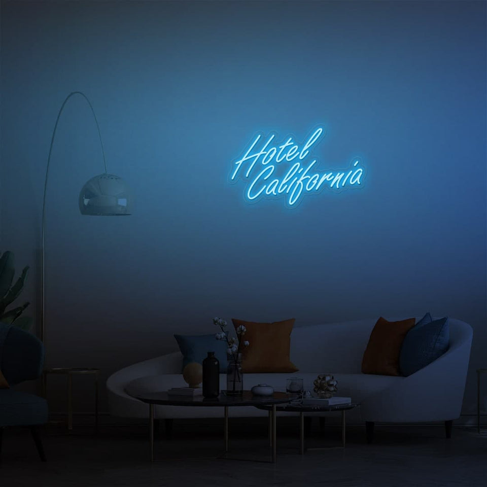 HOTEL CALIFORNIA ICE BLUE COLOR NEON SIGN