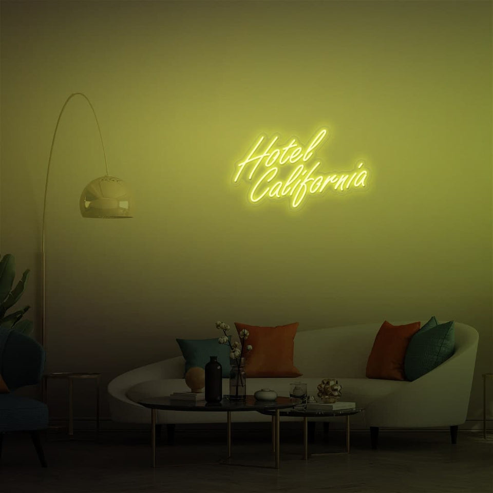 HOTEL CALIFORNIA LEMON YELLOW COLOR NEON SIGN