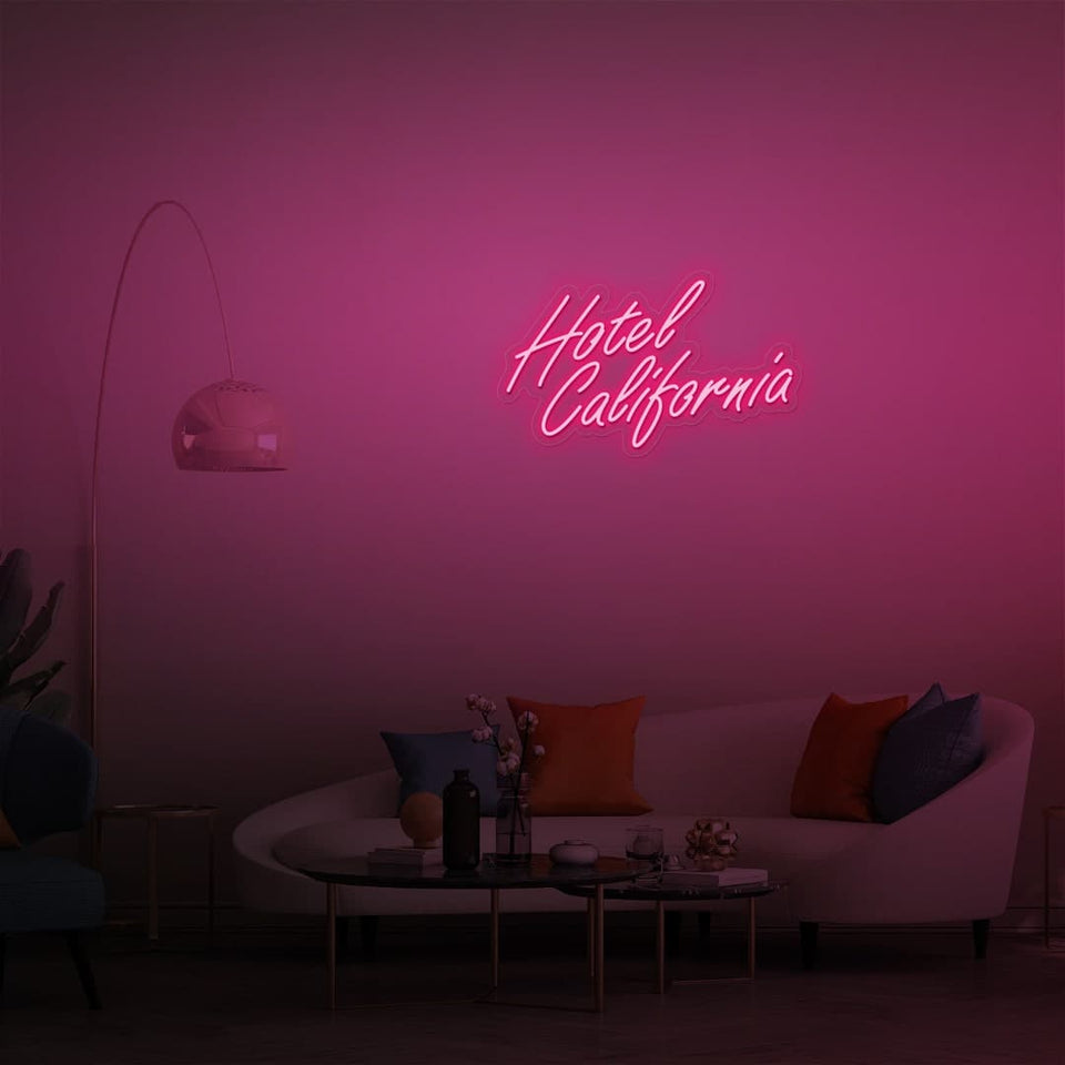 HOTEL CALIFORNIA PINK COLOR NEON SIGN
