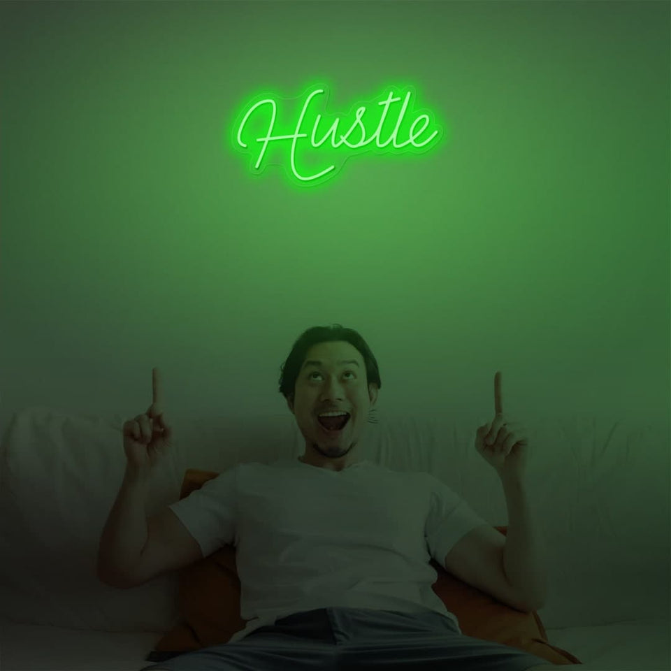 HUSTLE GREEN COLOR NEON SIGN