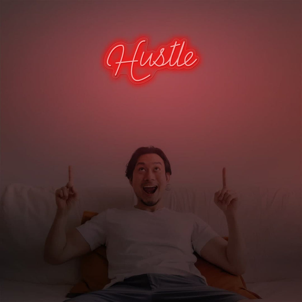 HUSTLE RED COLOR NEON SIGN