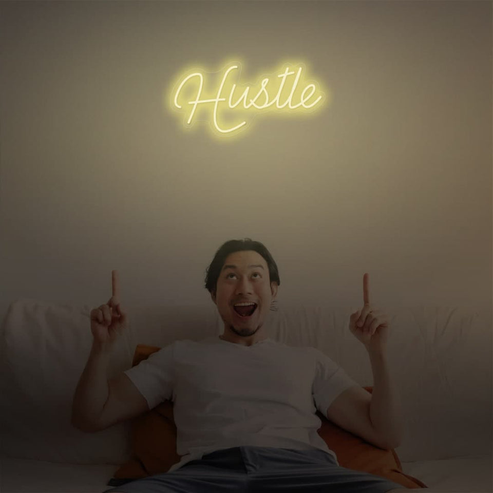 HUSTLE WARM WHITE COLOR NEON SIGN