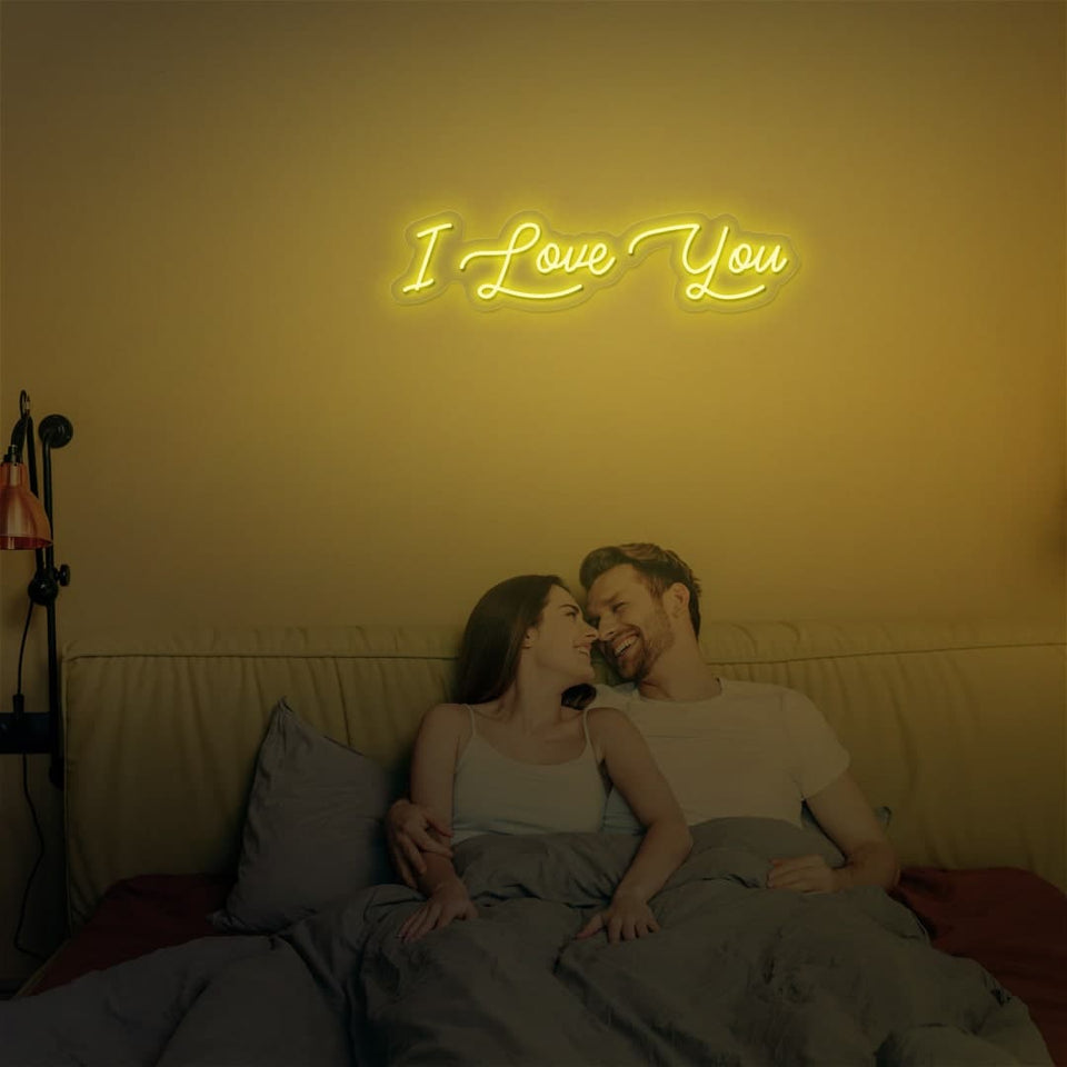 I LOVE YOU GOLDEN YELLOW COLOR NEON SIGN