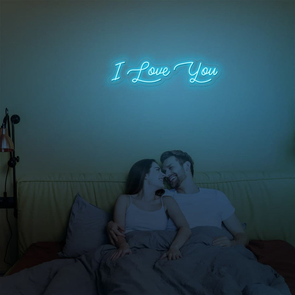 I LOVE YOU ICE BLUE COLOR NEON SIGN
